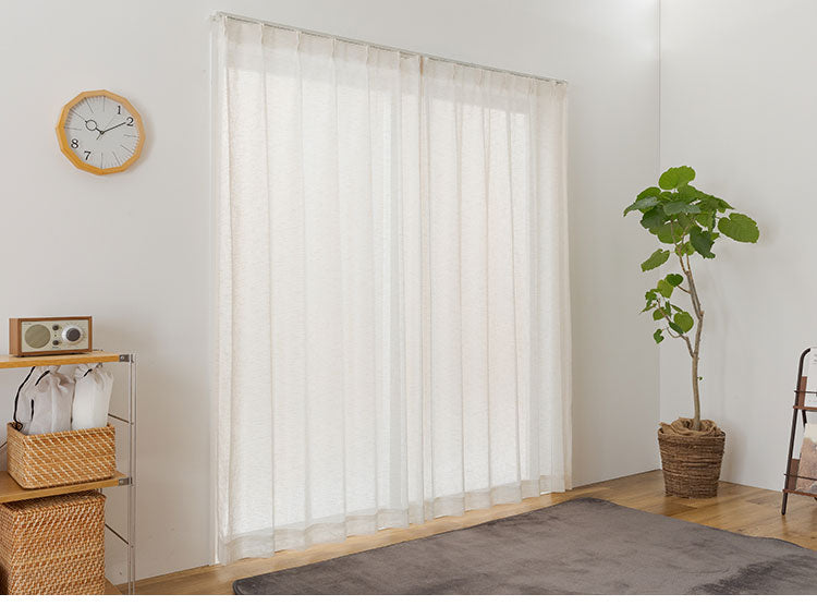 レースカーテン 2枚組 幅100 丈133 176 198 天然素材風 自然風 アイボリー おしゃれ 雰囲気 ウォッシャブル かわいい 一人暮らし 洗濯可能(代引不可)