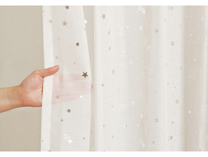 星柄 レースカーテン 幅100cm 丈133/176/198cm 2枚組 2枚セット おしゃれ かわいい かっこいい 遮光カーテン ウォッシャブル 洗える カーテン(代引不可)