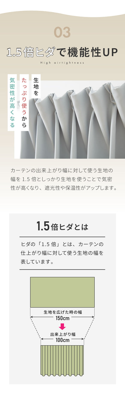 1級遮光カーテン 4枚セット 2枚セット 幅100 幅150 7サイズ カーテン レースカーテン付き 遮光 遮熱 UVカット 紫外線 保温 節電 省エネ 冷暖房効率 遮像 プライバシー 防犯(代引不可)