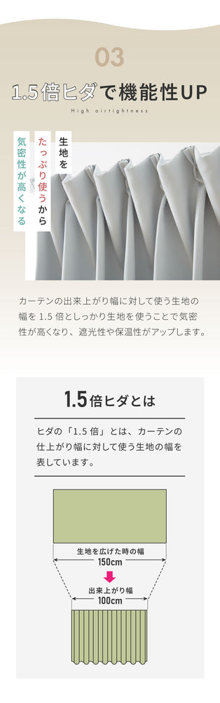 1級遮光カーテン 4枚セット 2枚セット 幅100 幅150 7サイズ カーテン レースカーテン付き 遮光 遮熱 UVカット 紫外線 保温 節電 省エネ 冷暖房効率 遮像 プライバシー 防犯(代引不可)