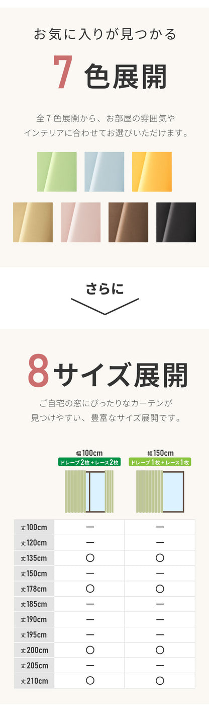 1級遮光カーテン 4枚セット 2枚セット 幅100 幅150 8サイズ 高機能レース カーテン レースカーテン付き 遮光 遮熱 UVカット ミラーレースカーテン 紫外線 保温 節電 省エネ 遮像 プライバシー 防犯(代引不可)