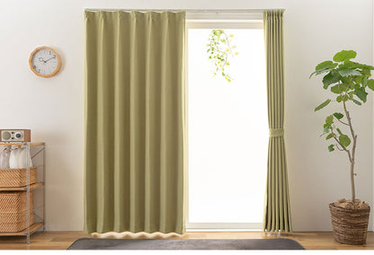 防炎 2級遮光 遮光カーテン 全31サイズ 2枚組 省エネ 遮熱 断熱 保温 節電 タッセル付き ウォッシャブル グリーン アイボリー 無地 シンプル ナチュラル カーテン ドレープカーテン(代引不可)