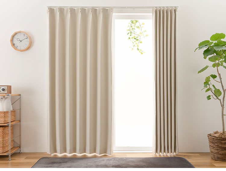 防炎 2級遮光 遮光カーテン 全31サイズ 2枚組 省エネ 遮熱 断熱 保温 節電 タッセル付き ウォッシャブル グリーン アイボリー 無地 シンプル ナチュラル カーテン ドレープカーテン(代引不可)