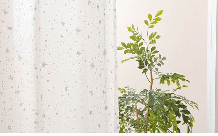 レースカーテン 星柄 2枚組 UVカット 幅100 丈133 176 198 紫外線 昼夜見えにくい 遮像レース 遮像 ミラーレース 防犯 断熱 保温 省エネ エコ 節電 子供 子供部屋 ウォッシャブル 洗濯可能(代引不可)