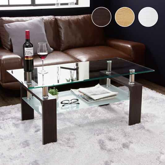 センターテーブル ガラス 幅96cm 棚付き おしゃれ 強化ガラス スタイリッシュ 茶色 スタイリッシュ オフィス 会社(代引不可)