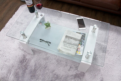 センターテーブル ガラス 幅96cm 棚付き おしゃれ 強化ガラス スタイリッシュ 茶色 スタイリッシュ オフィス 会社(代引不可)