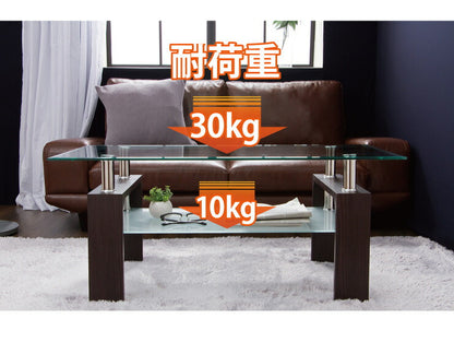 センターテーブル ガラス 幅96cm 棚付き おしゃれ 強化ガラス スタイリッシュ 茶色 スタイリッシュ オフィス 会社(代引不可)