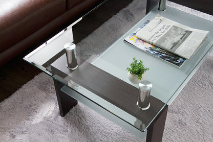 センターテーブル ガラス 幅96cm 棚付き おしゃれ 強化ガラス スタイリッシュ 茶色 スタイリッシュ オフィス 会社(代引不可)