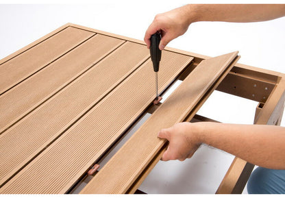 【人工木 ウッドデッキ 本体+踏み台 2点セット】樹脂 縁台 縁側 DIY 腐りにくい 水洗い 連結 ウッドパネル ステージ ガーデン 北欧(代引不可)