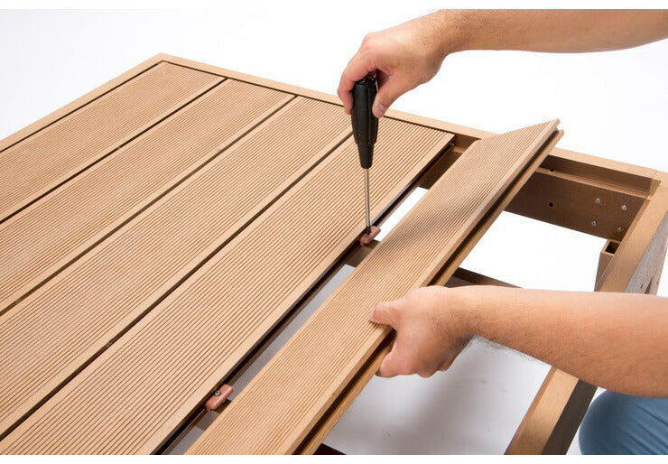 ウッドデッキ セット 人工木 縁台 本体 サイドパネル 2点セット 縁側 ステップ ベランダ ガーデン エクステリア(代引不可)