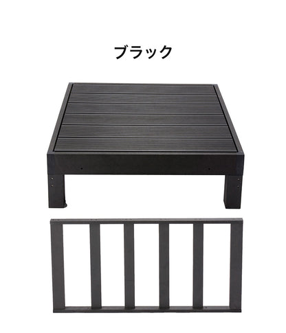 ウッドデッキ セット 人工木 縁台 本体 サイドパネル 2点セット 縁側 ステップ ベランダ ガーデン エクステリア(代引不可)