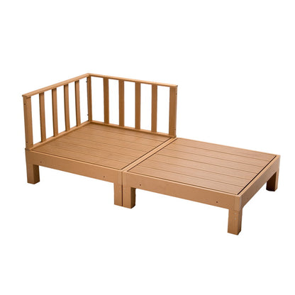 【人工木 ウッドデッキ 本体2点+踏み台+コーナーパネル 4点セット】樹脂 縁台 DIY 腐りにくい 水洗い 連結 ウッドパネル ステージ 北欧(代引不可)