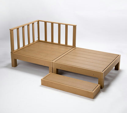 【ウッドデッキ 人工木 踏み台 単品】樹脂 90cm幅 HP-B 縁台 DIY 腐りにくい 水洗い 連結 ウッドパネル ステージ ガーデン(代引不可)