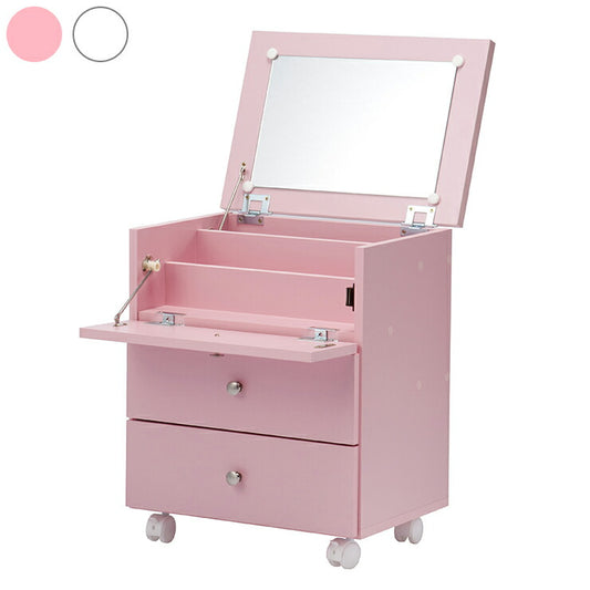 コスメボックス ドレッサー Mee 完成品 ドレッサー コスメ メイク 化粧台 収納 鏡 収納 ミラー メイクボックス キャスター付き(代引不可)