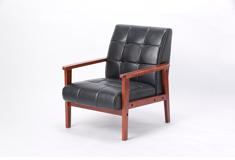 【法人限定】応接 ラニット応接4点セット ガラステーブル付き 奥行き78cm ブラックレザー かっこいい 天然木 木肘 木製フレーム 応接ソファ 木肘ソファ 商談スペース 待ち席(代引不可)