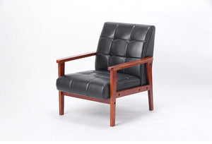 【法人限定】応接 ラニット応接4点セット ガラステーブル付き 奥行き78cm ブラックレザー かっこいい 天然木 木肘 木製フレーム 応接ソファ 木肘ソファ 商談スペース 待ち席(代引不可)