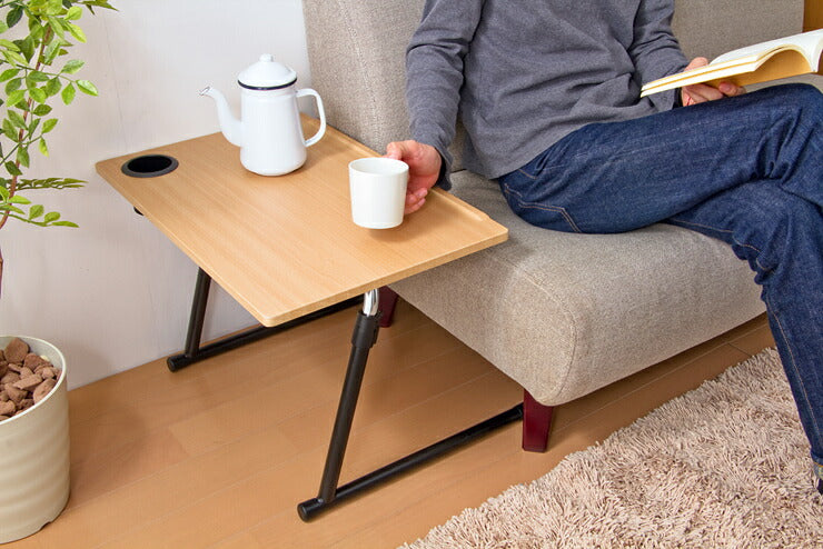 サイドテーブル 折りたたみ テーブル 高さ調節 昇降式 アンティーク ベッドサイドテーブル パソコンデスク カフェテーブル 木製 VP-1ST(代引不可)