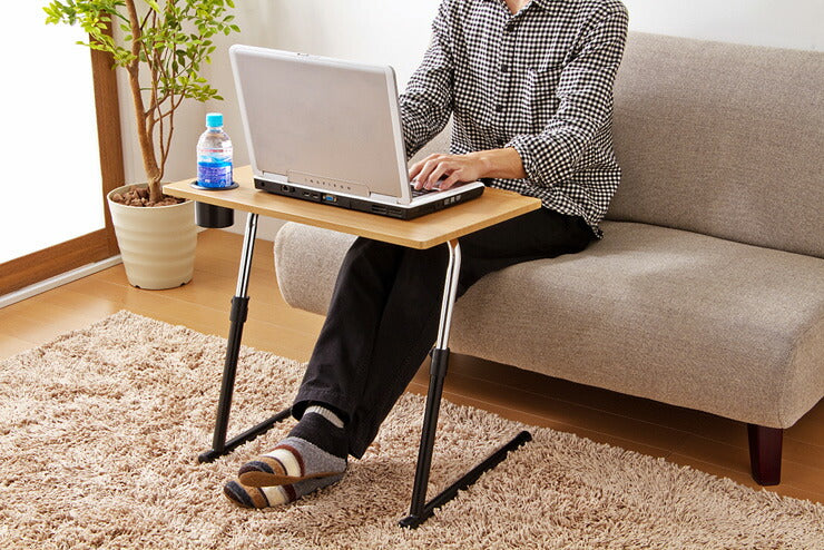 サイドテーブル 折りたたみ テーブル 高さ調節 昇降式 アンティーク ベッドサイドテーブル パソコンデスク カフェテーブル 木製 VP-1ST(代引不可)