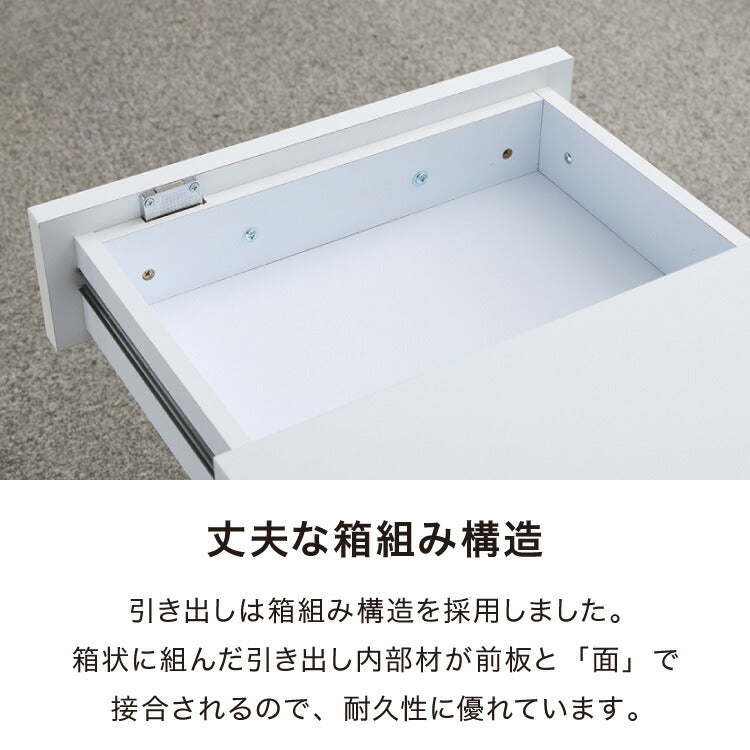 【※法人様限定販売】 デスク ワゴン 鍵 鍵付き デスク パソコン PC オフィス ホワイト 会社 机 事務机 白 SOHO 木製 鍵付きデスクワゴン3段(代引不可)