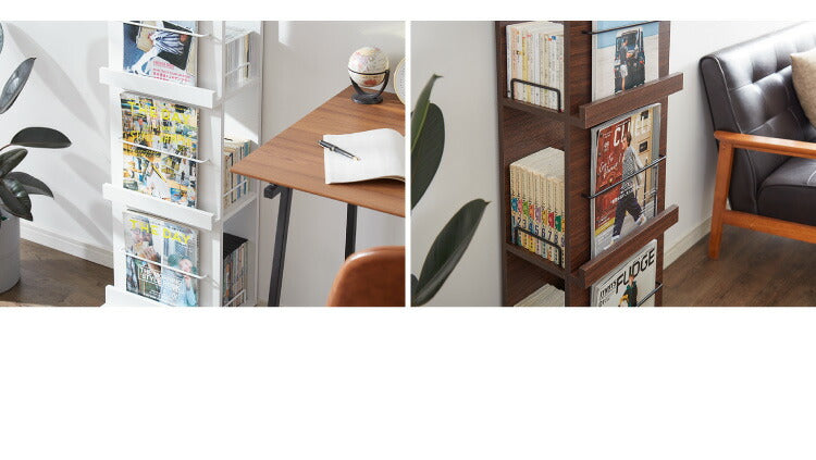 マガジンラック ラック 本棚 ディスプレイラックキャスター付き 棚 本収納 家具 3段 大容量 ラック ブックスタンド 雑誌 幅35 ダイニング リビング オシャレ(代引不可)