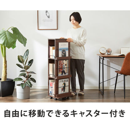 マガジンラック ラック 本棚 ディスプレイラックキャスター付き 棚 本収納 家具 3段 大容量 ラック ブックスタンド 雑誌 幅35 ダイニング リビング オシャレ(代引不可)