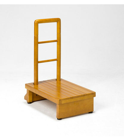 手すり付玄関台 幅60cm 玄関 踏み台 片側手すり付き 60cm幅 高齢者 ステップ 60幅 手すり 木製 収納 昇降補助 介護 転倒防止 補助具 玄関ステップ 段差 靴 昇降台 足場 収納