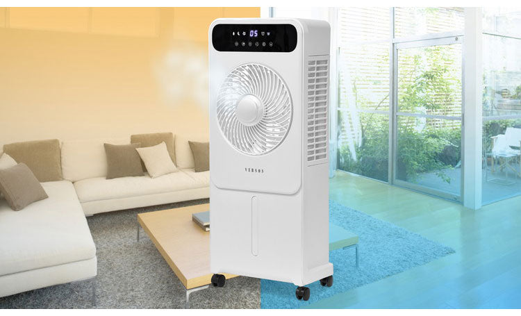 ミスト冷風扇 ミストと送風 タイマー付き 薄型 冷風扇 リモコン付き 冷風扇風機 DCモーター 節電 省エネ 家庭用 リビング 寝室 風量調節 涼しい キャスター付き VS-DCF40 ベルソス