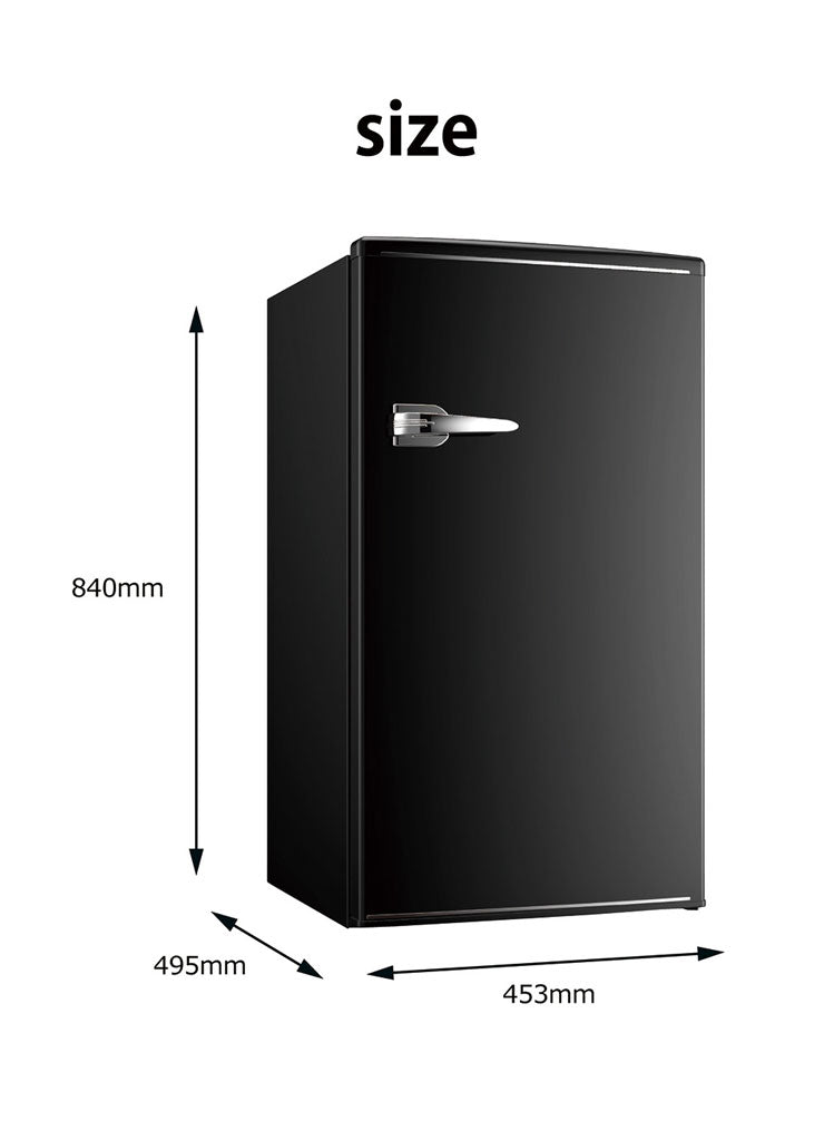 1ドアレトロ冷蔵庫 85L RT-185 ブラック 小型 コンパクト 省エネ