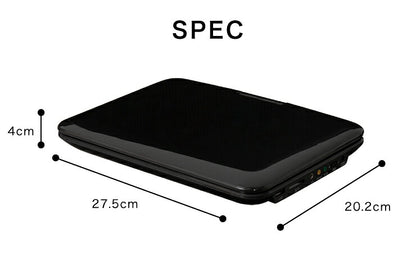ポータブルDVDプレーヤー 10.1インチ 車載バッグ付 61万画素 CPRM対応 充電 AC DC 3電源対応 外部出力機能 バッテリー内蔵 リモコン付 180度回転 折り畳める 旅行 simplus シンプラス SP-PDV10BT