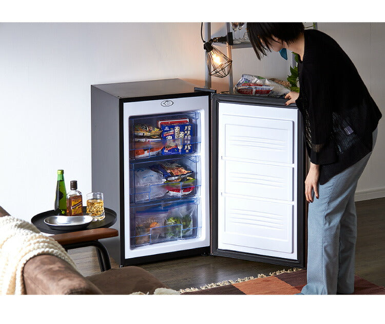 冷凍庫 1ドア 前開き 88L SP-88LF1-WD ダークウッド 木目調 直冷式 家庭用 コンパクト 引き出し 3段 大容量 simplus シンプラス(代引不可) 【メーカー1年保証】