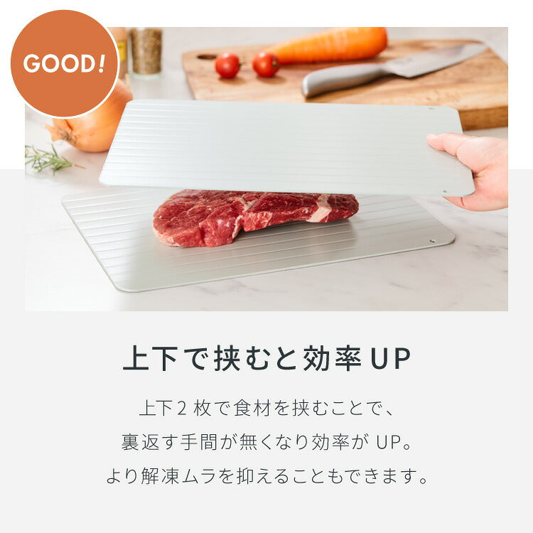 解凍プレート 急速解凍 解凍皿 時短 粗熱取り 急速冷凍 アルミ 解凍 皿 プレート まな板 肉解凍 自然解凍 解凍板 国内試験済み おしゃれ(代引不可)【メール便配送】