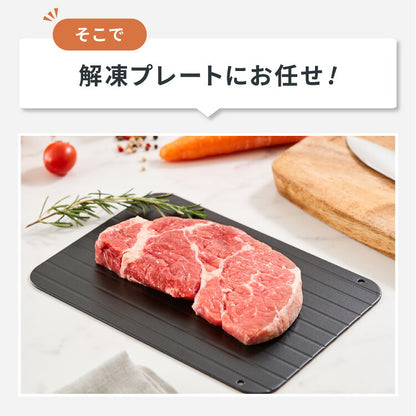 解凍プレート 急速解凍 解凍皿 時短 粗熱取り 急速冷凍 アルミ 解凍 皿 プレート まな板 肉解凍 自然解凍 解凍板 国内試験済み おしゃれ(代引不可)【メール便配送】