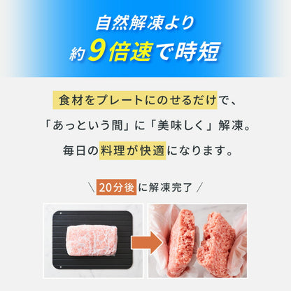 解凍プレート 急速解凍 解凍皿 時短 粗熱取り 急速冷凍 アルミ 解凍 皿 プレート まな板 肉解凍 自然解凍 解凍板 国内試験済み おしゃれ(代引不可)【メール便配送】