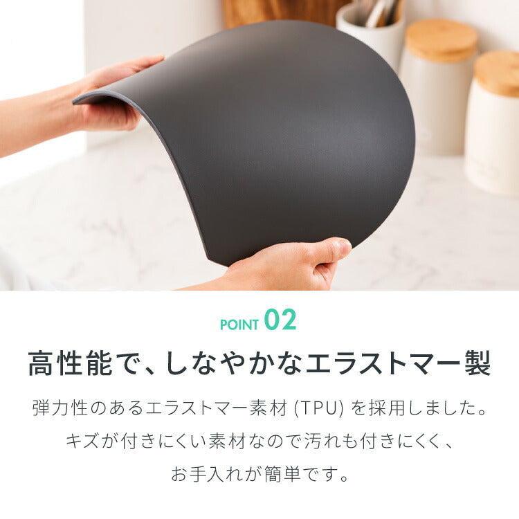 D型抗菌まな板 食洗機対応 丸いまな板 抗菌 耐熱 エラストマー 滑らない カッティングボード まな板 丸型 円形 D型 丸まな板 かまぼこ型 半円