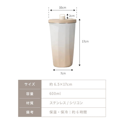 ストロー付きタンブラー 600ml 保冷 保温 蓋付き 持ち運び ストロータンブラー 真空断熱 二重構造 大容量 ストロー付き ステンレス 水筒 ボトル コーヒー 車内 可愛い かわいい