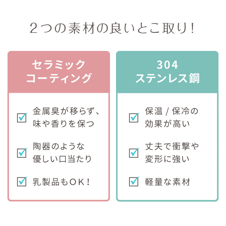 セラミックタンブラー 500ml ストロー付き フタ付き 3way 保冷 保温 セラミック タンブラー 水筒 ボトル コーヒーカップ 真空断熱 二重構造 蓋付き 乳飲料 ラテ ミルクティー おしゃれ ステンレス