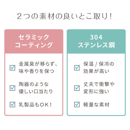 セラミックタンブラー 500ml ストロー付き フタ付き 3way 保冷 保温 セラミック タンブラー 水筒 ボトル コーヒーカップ 真空断熱 二重構造 蓋付き 乳飲料 ラテ ミルクティー おしゃれ ステンレス