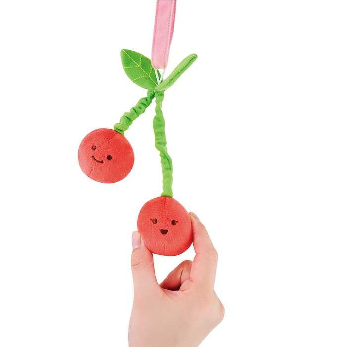 ファインモーター ミニラトル びよよん さくらんぼ ベビー 知育玩具 食べ物モチーフ 指先遊び 出産祝い ギフト 赤ちゃん 布製 かわいい プレゼント ピンク プレゼント 子ども 子供 キッズ クリスマス(代引不可)