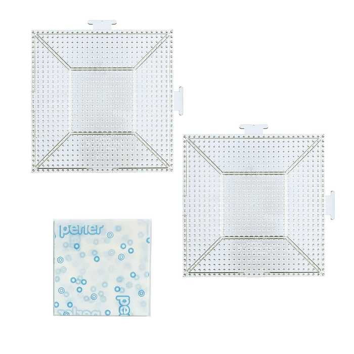 カワダ パーラービーズ プレートセット L 四角形(透明)(代引不可)