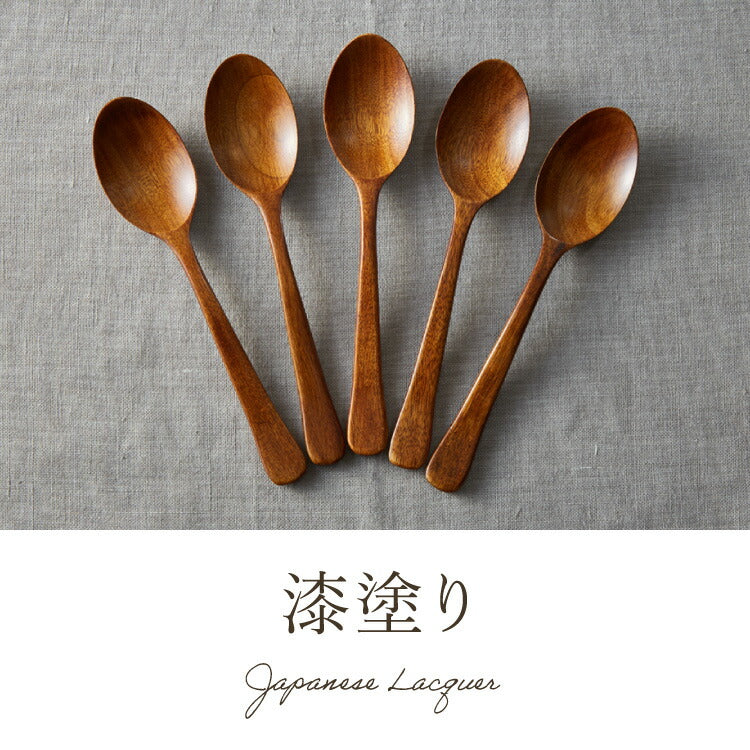 【食洗機対応】カレースプーン 5本セット 18cm 木製 漆塗り 白木 天然木 カレー スープ スプーン おしゃれ カフェ風 ナチュラル ブラウン カトラリー 漆器 軽い 軽量 洗える 北欧(代引不可)