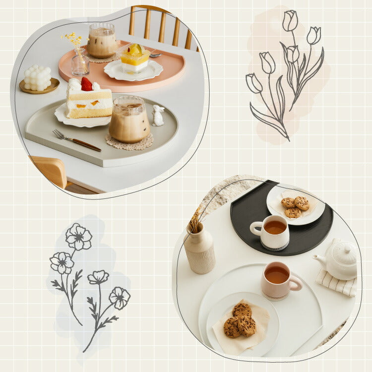 滑り止め加工 天然木のカラー半月盆 36cm お盆 半月盆 半月膳 トレー ノンスリップ 滑らない 天然木 食卓 プレイスマット ランチョンマット ランチ すべらない 滑り止め加工 すべり止め加工(代引不可)