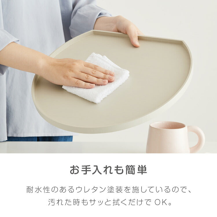 滑り止め加工 天然木のカラー半月盆 36cm お盆 半月盆 半月膳 トレー ノンスリップ 滑らない 天然木 食卓 プレイスマット ランチョンマット ランチ すべらない 滑り止め加工 すべり止め加工(代引不可)