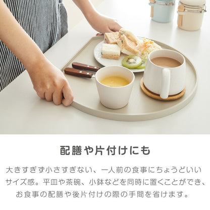 滑り止め加工 天然木のカラー半月盆 36cm お盆 半月盆 半月膳 トレー ノンスリップ 滑らない 天然木 食卓 プレイスマット ランチョンマット ランチ すべらない 滑り止め加工 すべり止め加工(代引不可)