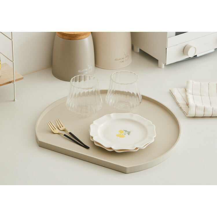 滑り止め加工 天然木のカラー半月盆 36cm お盆 半月盆 半月膳 トレー ノンスリップ 滑らない 天然木 食卓 プレイスマット ランチョンマット ランチ すべらない 滑り止め加工 すべり止め加工(代引不可)