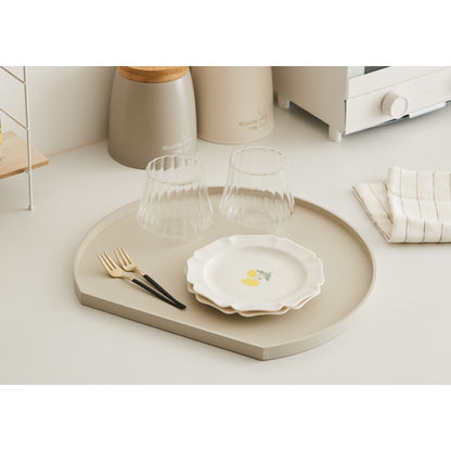 天然木のカラー半月盆 36cm お盆 半月盆 半月膳 トレー 天然木 食卓 プレイスマット ランチョンマット ランチ 和食 洋食 和室 洋室 洋風 和風 正月 来客用 おもてなし シンプル(代引不可)
