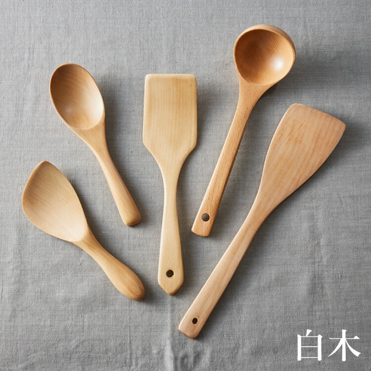 【食洗機対応】木製 キッチンツール 5点セット 天然木 おしゃれ 洗える 炒めへら ヘラ フライ返し しゃもじ お玉 取り分けスプーン ターナー セット キッチン雑貨 調理器具 ナチュラル 白木 漆塗り(代引不可)