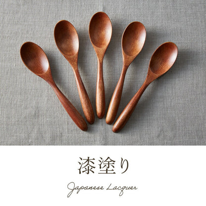 【食洗機対応】マルチスプーン 5本セット 16cm 木製 漆塗り 白木 天然木 カレー スープ スプーン おしゃれ カフェ風 ナチュラル ブラウン カトラリー 漆器 軽い 軽量 洗える 北欧(代引不可)