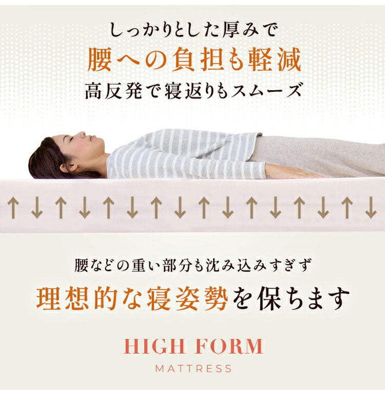 日本製 極厚 マットレス シングル セミダブル ダブル 体圧分散 高反発 硬め かため 厚さ17cm 寝返り 三つ折り 3つ折り 折りたたみ 収納 コンパクト 一枚もの(代引不可)