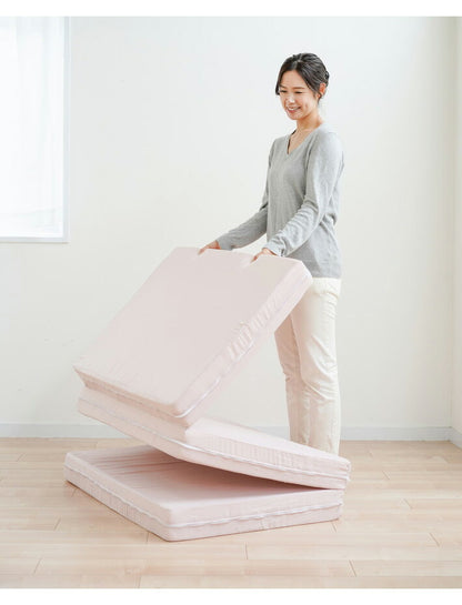 マットレス 高反発 三つ折り 折りたたみ シングル 極厚10cm 安心の日本製 硬め 高弾性 ウレタンマット ベッドマットレス 3つ折り 190N 硬い 高硬度 敷布団 敷き布団 国産 洗えるカバー(代引不可)