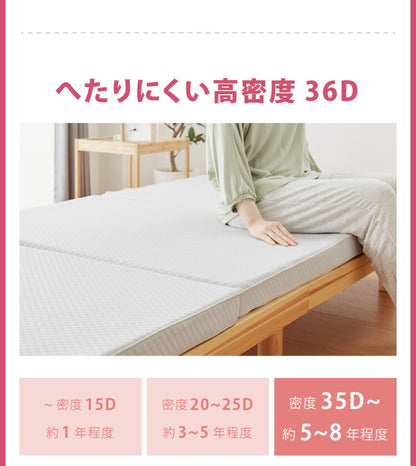 日本製 三つ折り 高弾性 高反発 マットレス シングルマット 150N かたい ウォッシャブル 軽量 トッパー ノンコイル 体圧分散 寝返り 厚さ6cm 6cm厚(代引不可)